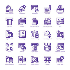 Online Payment Icon pack for your website, mobile, presentation, and logo design. Online Payment Icon line basic color design. Vector graphics illustration and editable stroke.
