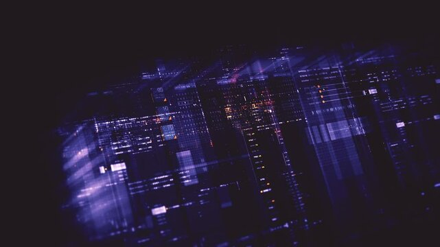 Futuristic data matrix AI simulation featuring metaverse inspired elements, an information network, and hi-tech digital data telemetry with encrypted numbers