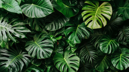 Naklejka premium Lush green leaves create vibrant natural backdrop