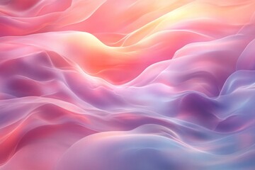 Obraz premium Abstract flowing pastel fabric waves, soft sunset glow background