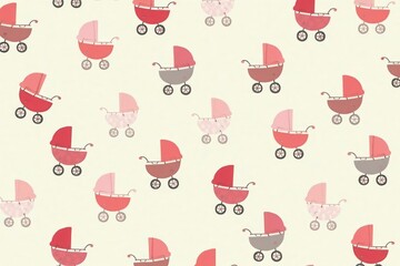 Cute repeating stroller pattern on pastel background, repeat, decorative, adorable
