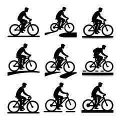 Obraz premium Mountain Biking Silhouette: Iconic Fitness and Adventure on Bike Trails