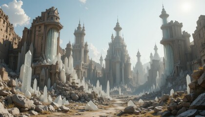 Sunlit Ruins Of An Ancient Desert City