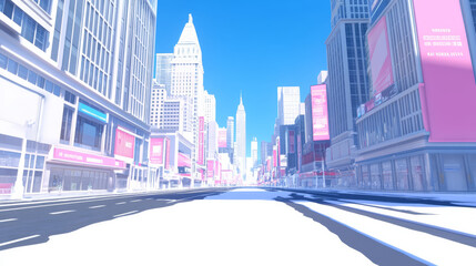 Fototapeta premium cityscape with tall buildings and clear skies