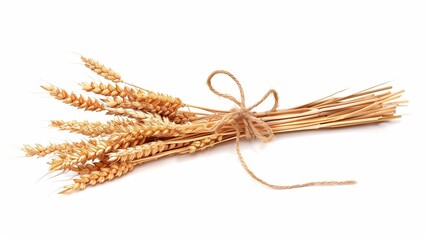 A wheat stalk bundle clipart tied with a rustic ribbon, displayed against a white background.
