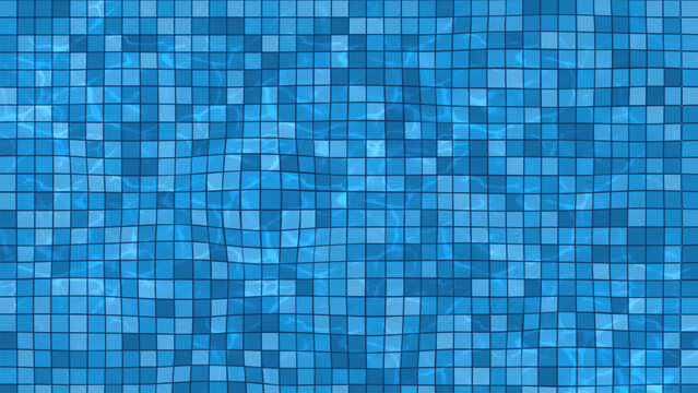 Swimming pool bottom caustics ripple and flow with waves. Seamless pattern. Texture of water surface. Overhead view. illustration. Pro Vector
