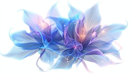 A whimsical fantasy flower clipart with glowing edges and unique petal shapes on a white background.