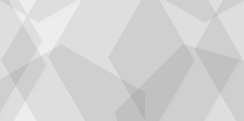Abstract minimal geometric white and gray light background design. white transparent material in triangle diamond and squares shapes in random geometric pattern.	