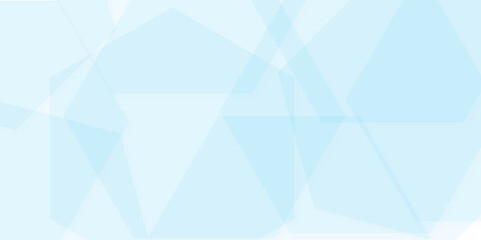 Obraz premium Abstract minimal geometric blue light background design. white transparent material in triangle diamond and squares shapes in random geometric pattern. 