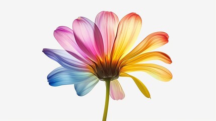 A wildflower clipart with colorful petals and a slender stem, standing against a white background.