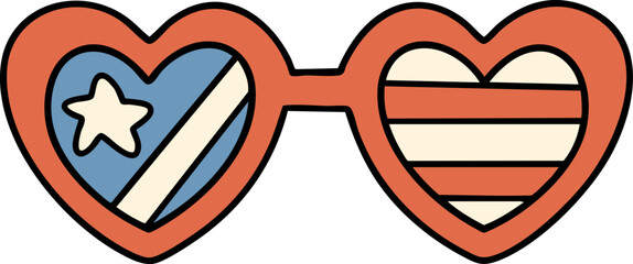 Patriotic heart shaped sunglasses with star and stripes design evoke festive spirit