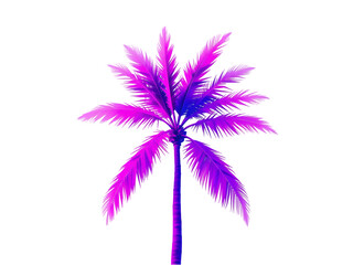 Vibrant Neon Palm Tree Illustration on Transparent Background – Perfect for Tropical and Futuristic Design Projects