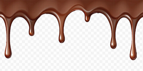 realistic dark liquid  chocolate dripping and flowing down from the top, isolated on white background
