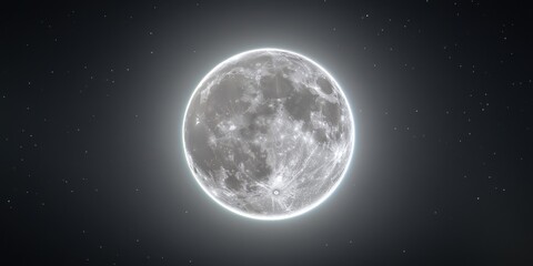 Obraz premium Illustration of Full Moon in a Starry Night Sky 