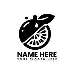 Monochrome citrus fruit slice illustration. Fresh tropical fruit art