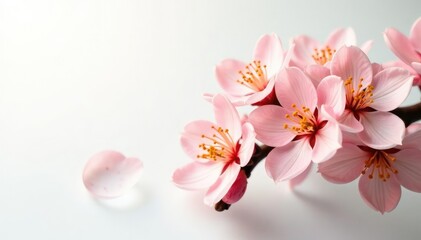 Delicate peach blossoms on a white background, nature, petals, flowers