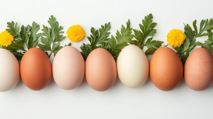 Naturally Dyed Easter Eggs with Fresh Flowers and Greenery in Bright Colors