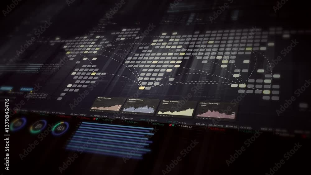 Leinwandbilder Dynamic data visuals for business info graphics, animated charts, and data-driven insights for a business meeting mock-up. Explore the world of trading, stock exchanges, and crypto