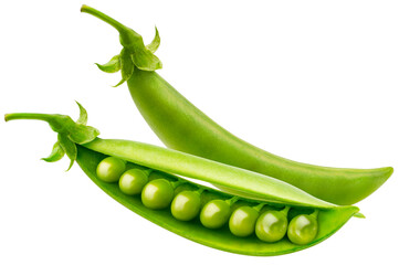 Fresh green peas isolated on white background, Organic Green Peas on white background PNG File.