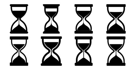 Collection of Hourglass Icons, Time, Deadline, and Measurement Concepts
