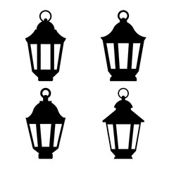 Vector illustration of four vintage lanterns.  Perfect for design elements, decorations, or holiday themes.