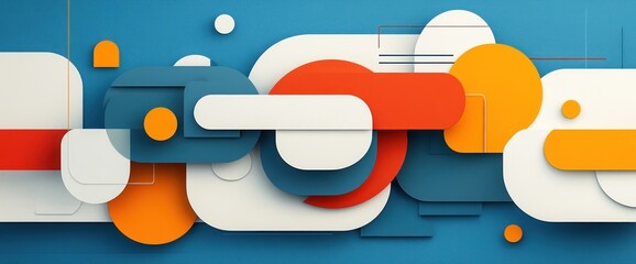 Obraz premium Abstract colorful geometric shapes on a blue background