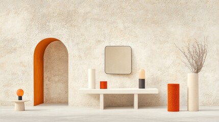 Minimalist, modern entryway scene
