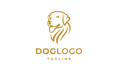retriever dog logo vector illustration, outline dog logo template