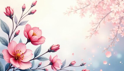 Fototapeta premium Delicate watercolor floral wallpaper design, pastel hues, design, textile, flowers