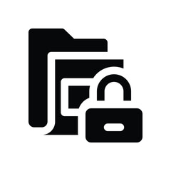 secure file glyph icon. Strong and solid vector icon for websites, mobile interfaces, presentations, and visual branding. High quality and easy to edit.