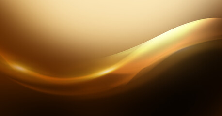 Abstract flowing golden wave design with light and shadow on a dark background.