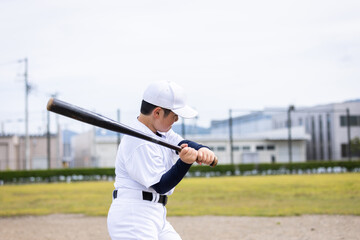 バットを握る野球少年　baseball