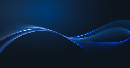 Abstract flowing lines in shades of blue against a dark background.
