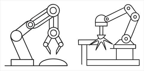 Robotic arms illustrated for industrial applications and automation.