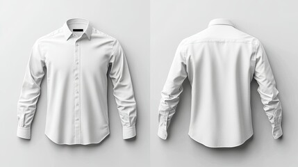 Casual or Business Button-Up Shirt Mock-Up with Front and Back View for Blank Apparel Design