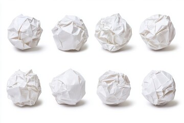 Crumpled paper balls isolated on white background