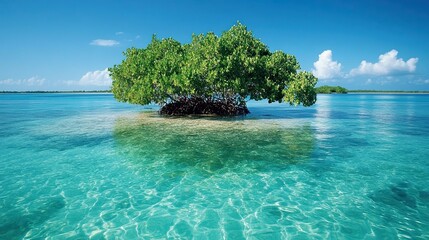 Cayo Caracoles, La Parguera, Puerto Rico, a beautiful mangrove island with crystal-clear shallow waters