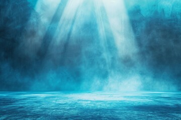 Blue background with light, blurred shadow on floor for winter product presentation,Panoramic Studio background abstract light reflections,Light Blue sky gradient podium for Summer vacation branding