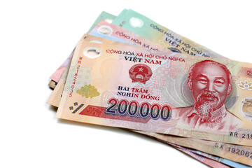 Vietnamese dong banknotes. Money concept