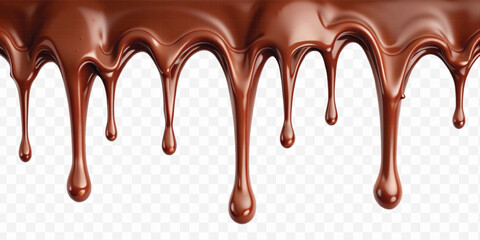 realistic dark liquid  chocolate dripping and flowing down from the top, isolated on white background