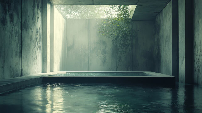 Modern Concrete Spa with Verdant Ambiance