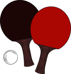 Vector Drawing Handmade Table Tennis Rackets Ball