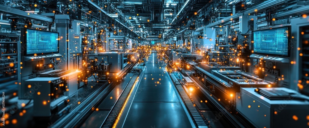 Poster futuristic automated factory