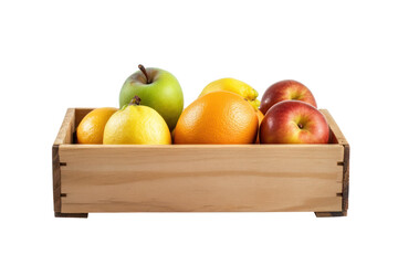 Wooden Box Fruits on transparent background