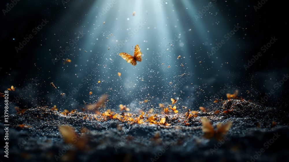 Aufkleber nature photography enchanted forest butterflies dancing in sunlight – a close-up view of transformat