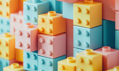 Naklejka premium Colorful Building Blocks on a Vibrant Background for Creative Play