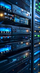 State-of-the-art cloud computing center featuring advanced AI systems, ultra-fast fiber optics, and cutting-edge quantum processors