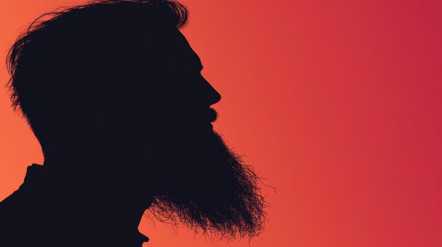 Elegant beard silhouette against a vibrant gradient background with ample space for text or branding elements - Powered by Adobe