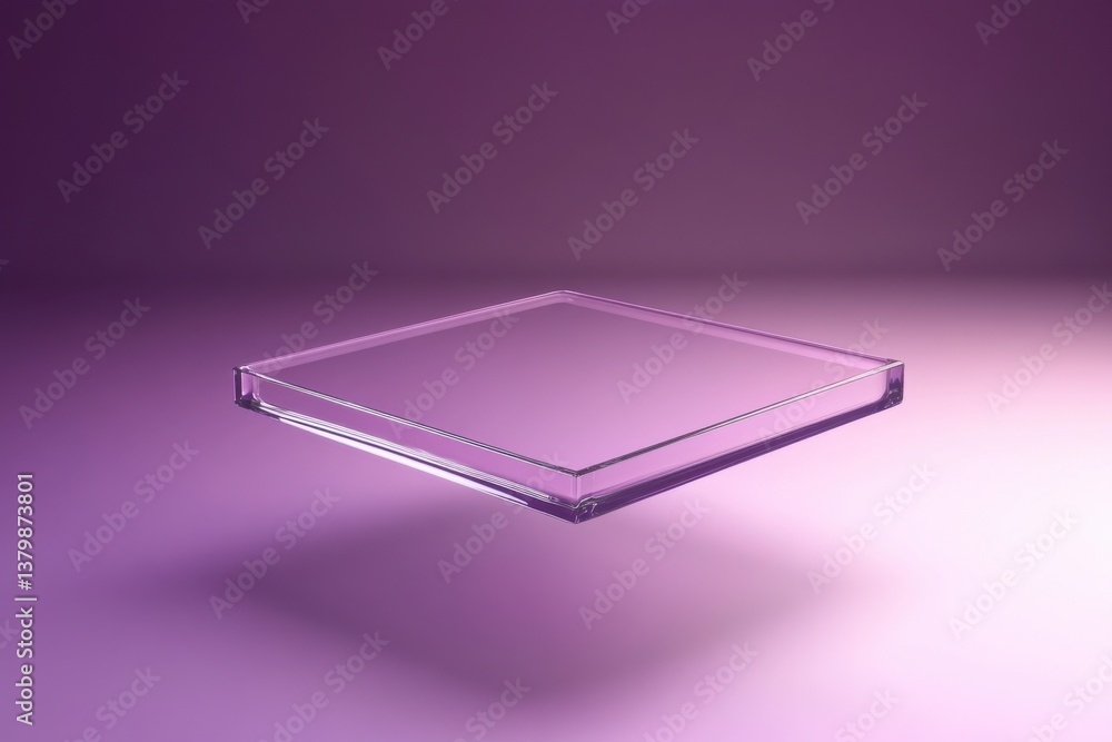 Poster Floating transparent panel with purple background showcasing modern design and minimalism in a studio setting