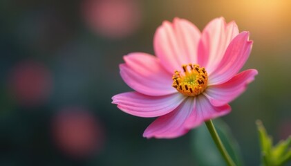 Fototapeta premium A delicate flower blooms in soft light with a blurred background , nature, photography